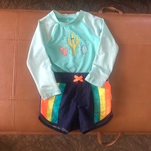 18 month swim trunks and rash guard.
